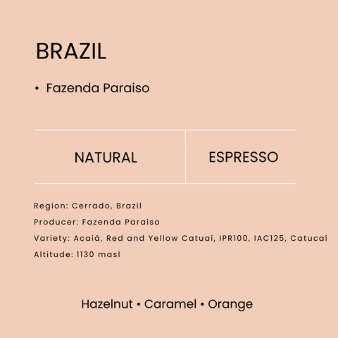 Brazil Fazenda Paraiso Cerrado Caramelo Doce Natural Espresso