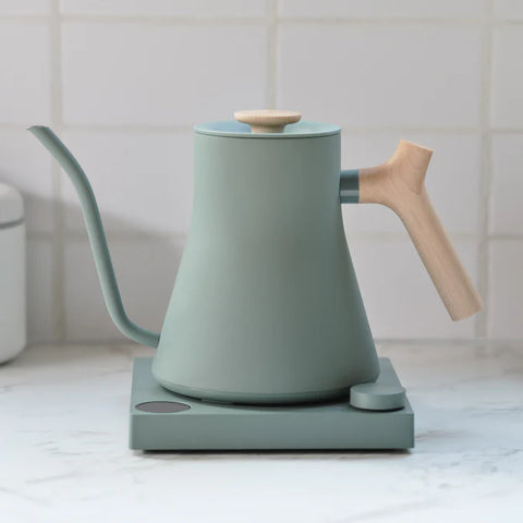 Fellow Stagg EKG - Electric Pour-Over Kettle - Smoke Green with maple handle